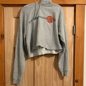 Santa Cruz Skateboards Heather Gray Cropped Hoodie
